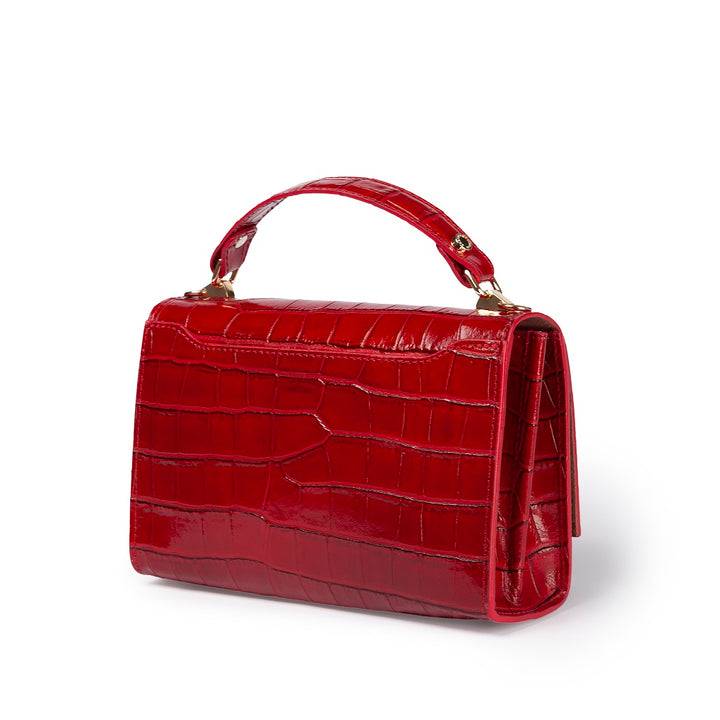 Roberta Gandolfi Nicole cocco compact crossbody borsa in pelle stampa cocco con tramezza interna e tasca esterna con tracolla staccabile e regolabile Saldi Di Fabbrica