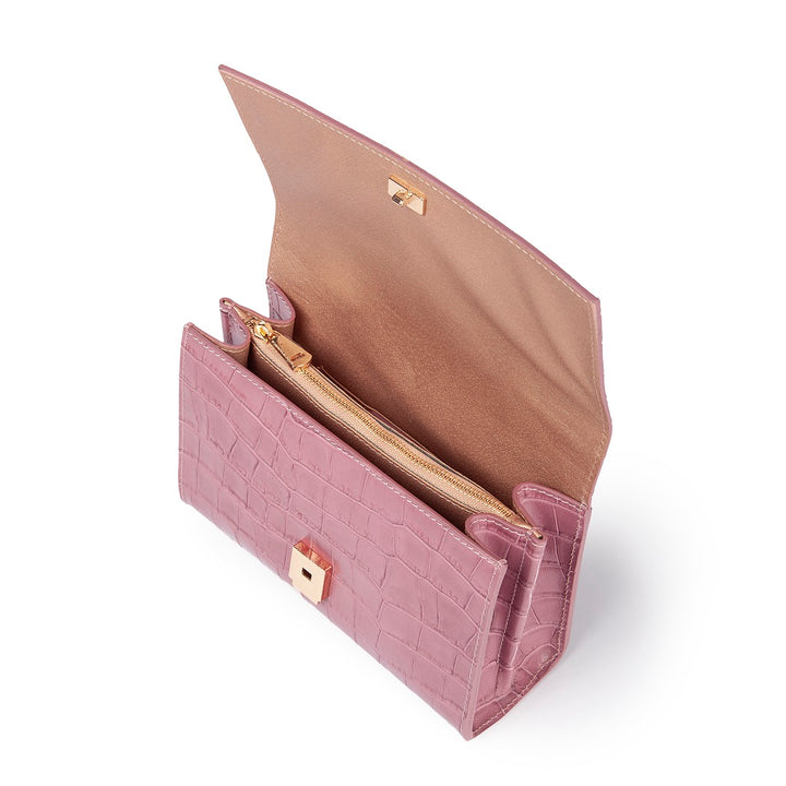 Roberta Gandolfi Nicole cocco compact crossbody borsa in pelle stampa cocco con tramezza interna e tasca esterna con tracolla staccabile e regolabile Vendite Flash