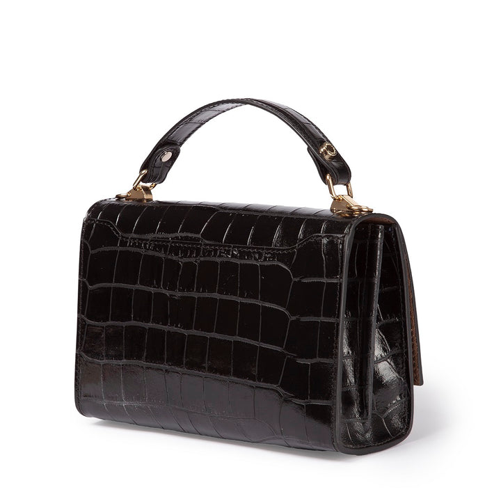 Roberta Gandolfi Nicole cocco compact crossbody borsa in pelle stampa cocco con tramezza interna e tasca esterna con tracolla staccabile e regolabile Negozio
