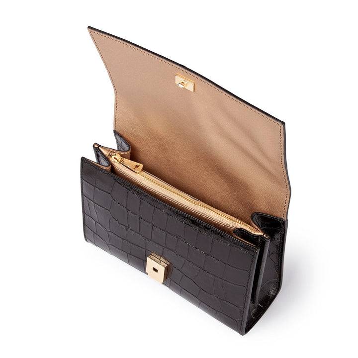 Roberta Gandolfi Nicole cocco compact crossbody borsa in pelle stampa cocco con tramezza interna e tasca esterna con tracolla staccabile e regolabile Negozio
