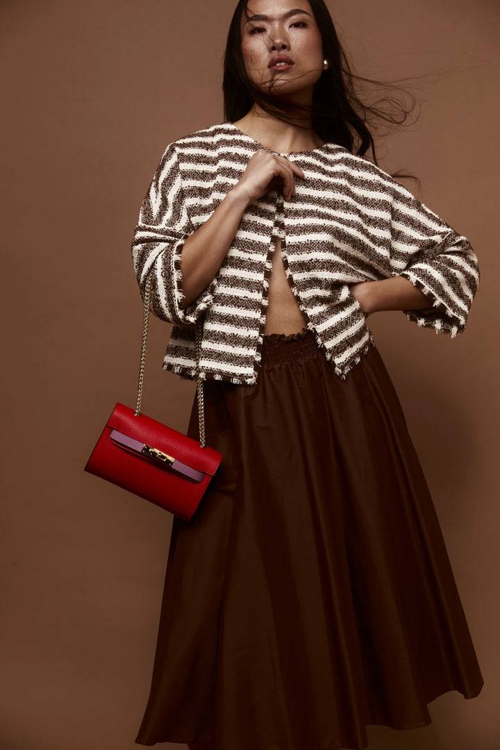 Roberta Gandolfi Chiara tracollina crossbody con chiusura girello e tracolla in catena Nuovo