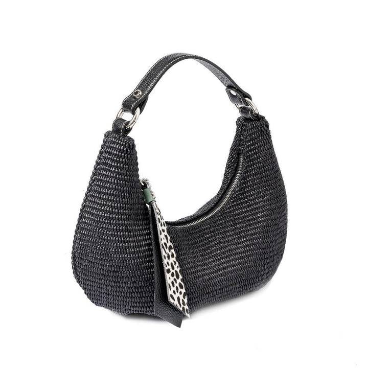 Roberta Gandolfi Beatrice Hobo small in raffia e finiture in pelle con dettaglio animalier e tracolla staccabile Offerta