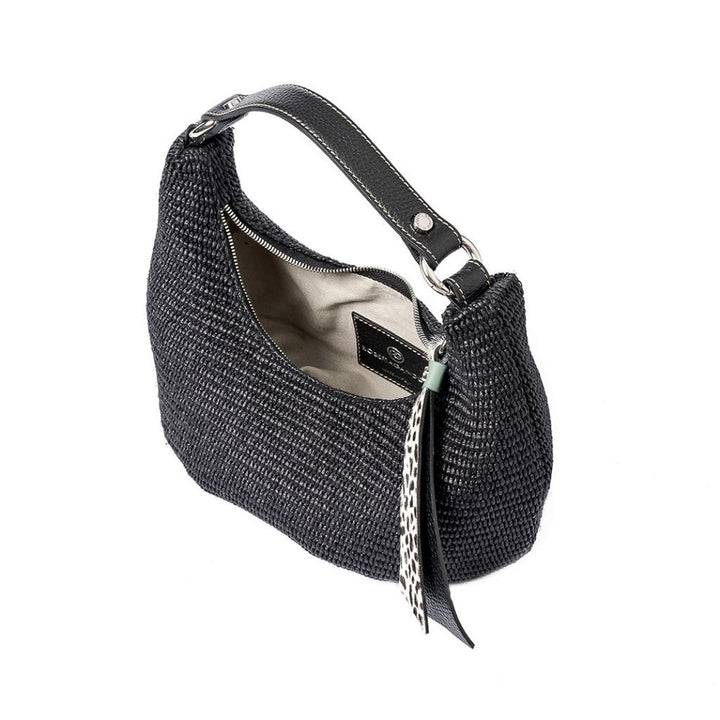 Roberta Gandolfi Beatrice Hobo small in raffia e finiture in pelle con dettaglio animalier e tracolla staccabile Offerta