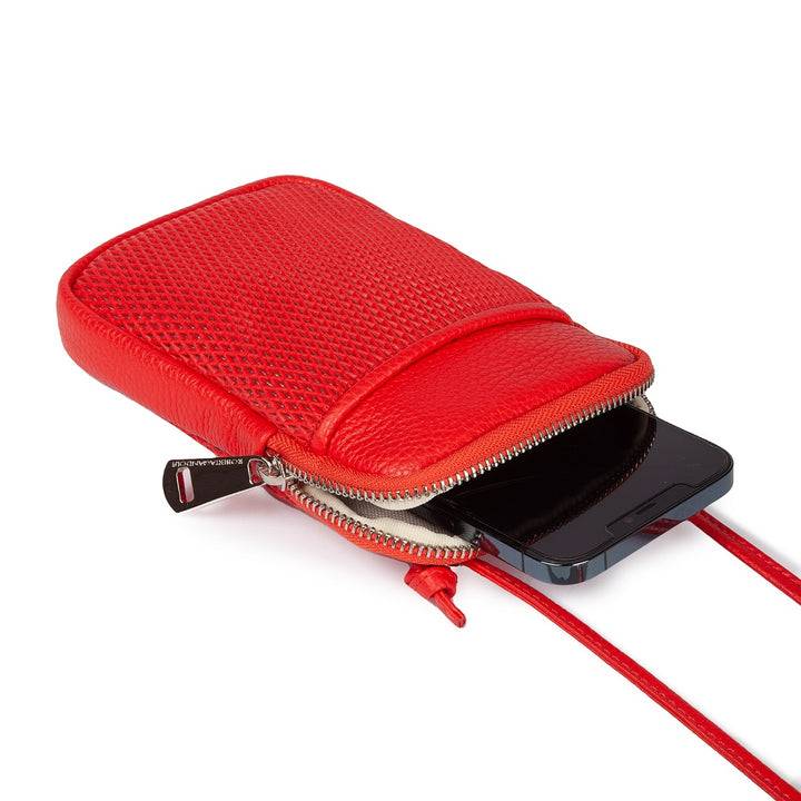 Roberta Gandolfi Yuma Phone holder in pelle di vitello con tracolla staccabile e regolabile e tasca esterna Qualità Garantita