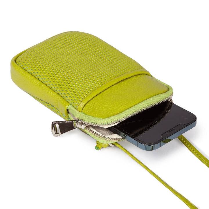 Roberta Gandolfi Yuma Phone holder in pelle di vitello con tracolla staccabile e regolabile e tasca esterna Promozione Limitata