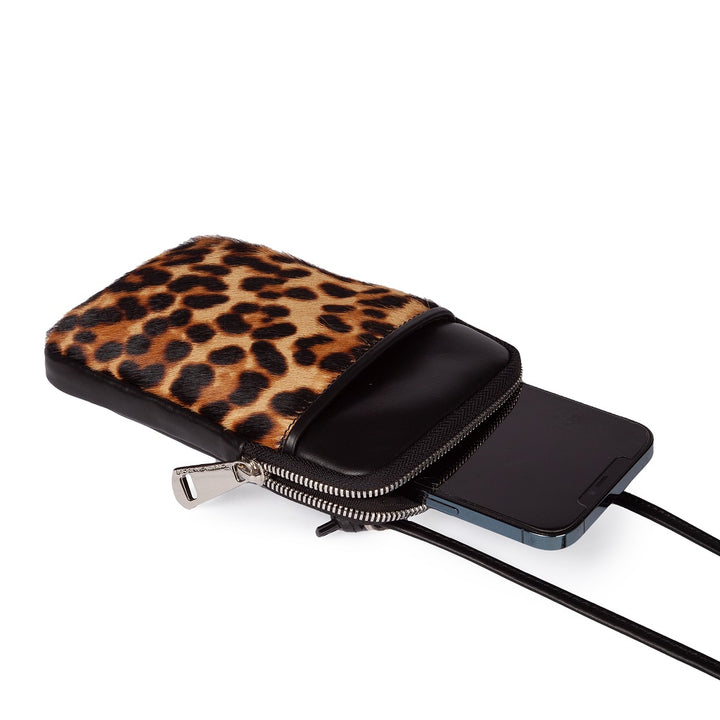 Roberta Gandolfi Phone holder pony stampa animalier e pelle di vitello con tracolla staccabile e regolabile Fino Al -60%