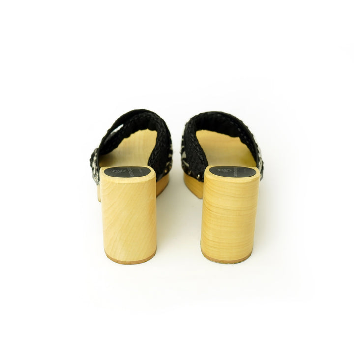 Roberta Gandolfi Diva Zebra sandali in legno incrociato con platform in rafia e pony stampa animalier Saldi