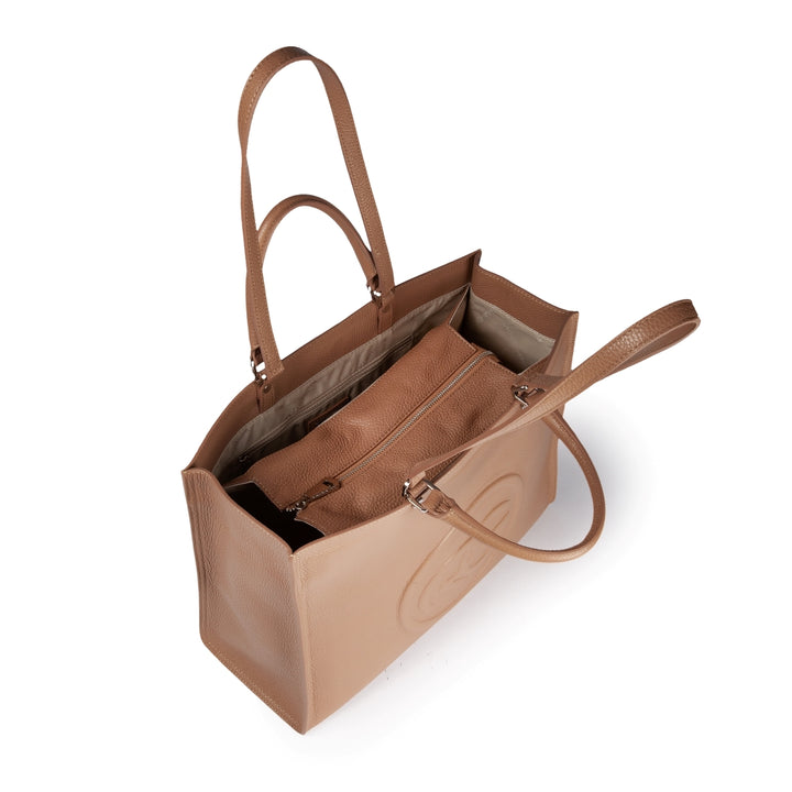 Roberta Gandolfi Roberta Pelle Large Borsa a mano in pelle con doppi spallacci per essere portata a spalla e tramezza Italy