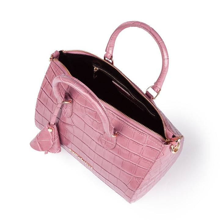 Roberta Gandolfi Nicole Cocco bowling in pelle lucida stampa cocco con tracolla staccabile e regolabile Fino Al -60%