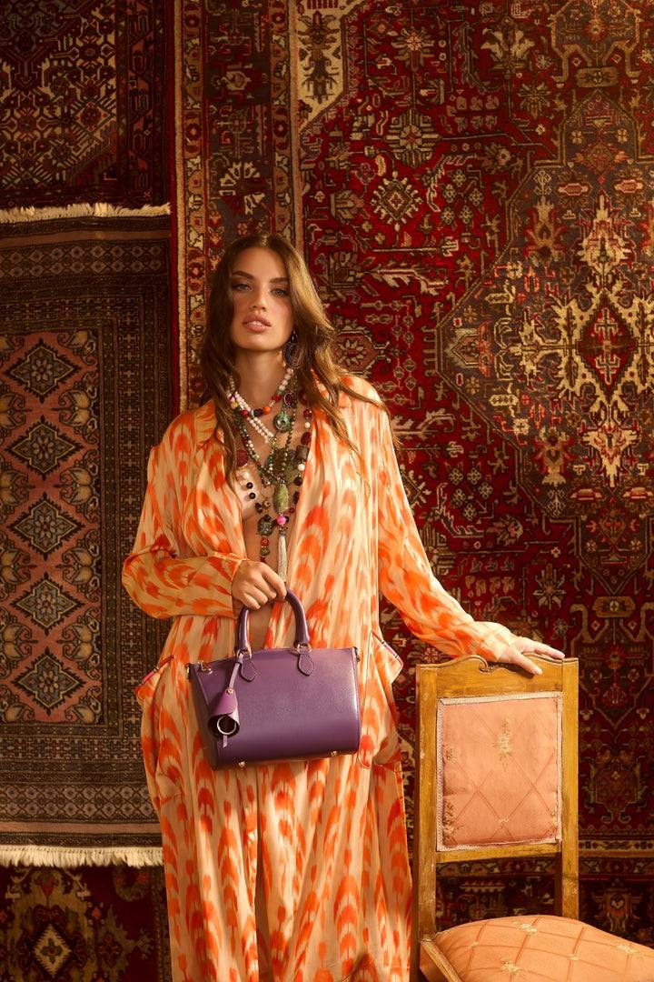 Roberta Gandolfi Nicole bowling in pelle stampa "light saffiano" con tracolla staccabile e regolabile Shopping Online