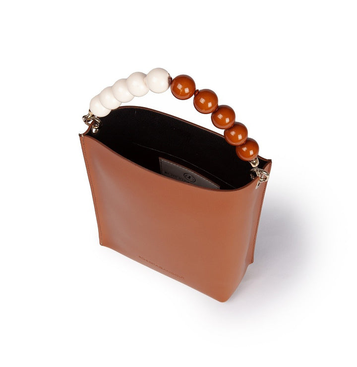 Roberta Gandolfi Zoe mini bag in pelle bicolor e manico gioiello In Linea