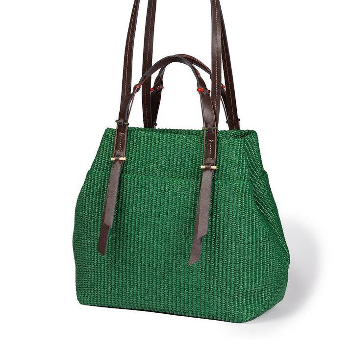 Roberta Gandolfi Fernanda Tote in rafia con finiture in pelle di vitello a doppia portabilità mano o shopping Promozione