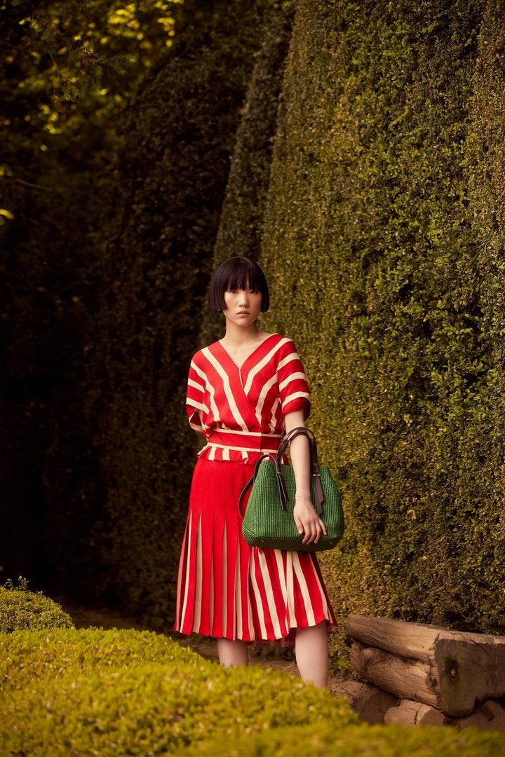 Roberta Gandolfi Fernanda Tote in rafia con finiture in pelle di vitello a doppia portabilità mano o shopping Promozione