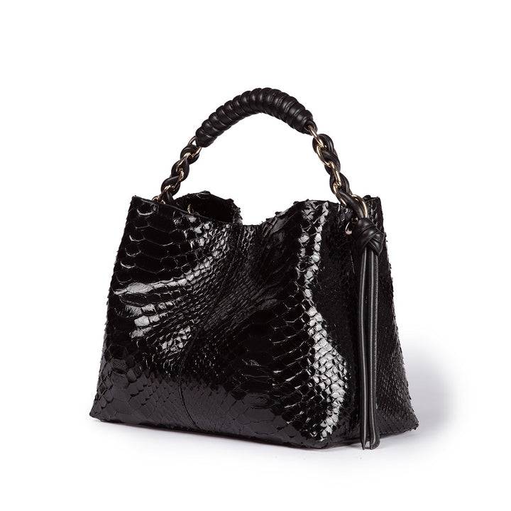 Roberta Gandolfi Amina Pitone small borsa a mano in pitone con finiture in pelle manico tubolare fasciato e tracolla staccabile Qualità Garantita