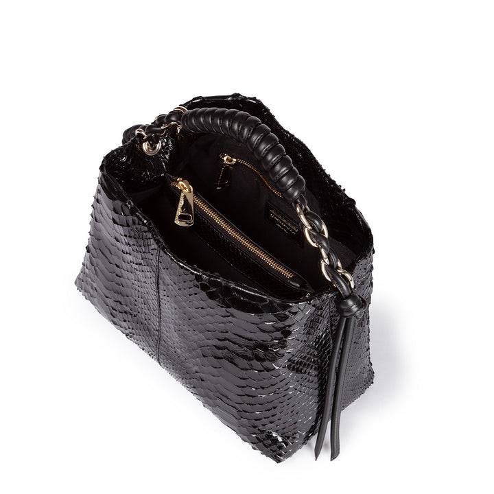 Roberta Gandolfi Amina Pitone small borsa a mano in pitone con finiture in pelle manico tubolare fasciato e tracolla staccabile Qualità Garantita