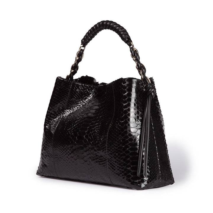 Roberta Gandolfi Amina Pitone large borsa a mano in pitone e finiture in pelle di vitello con manico tubolare fasciato e tracolla staccabile Negozi Online
