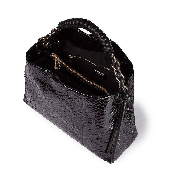 Roberta Gandolfi Amina Pitone large borsa a mano in pitone e finiture in pelle di vitello con manico tubolare fasciato e tracolla staccabile Negozi Online
