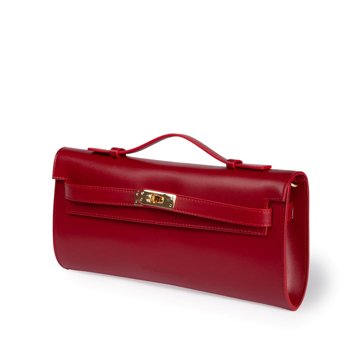 Roberta Gandolfi Jade cluch borsa in pelle con chiusura manico retrattile e tracolla staccabile e regolabile Vendita
