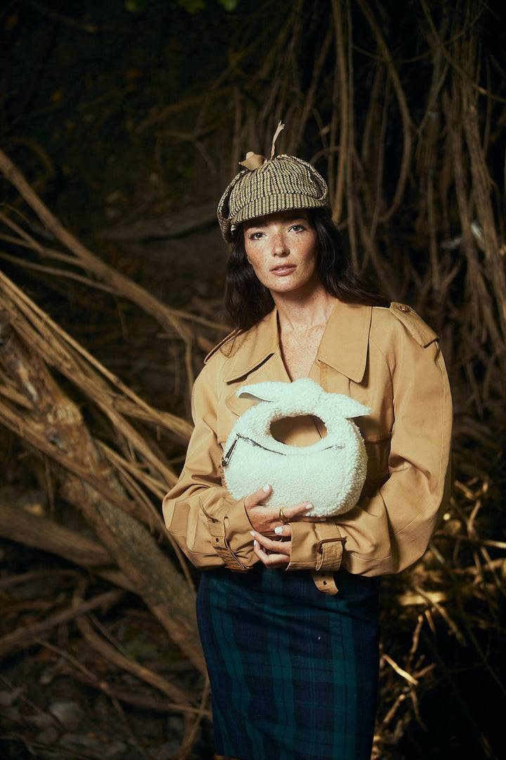 Roberta Gandolfi Bunny Teddy mini bag in shearling con tracolla in pelle staccabile Sconto
