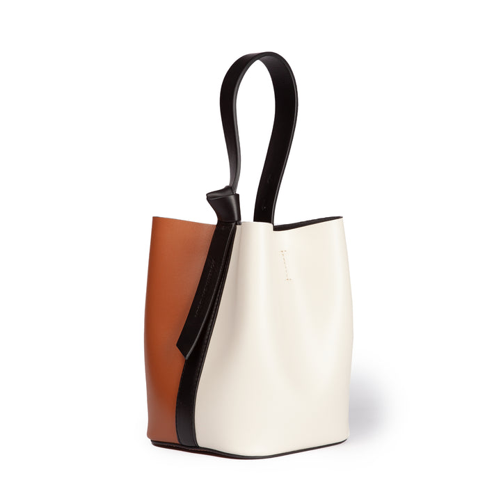 Roberta Gandolfi Cinzia Bucket small in pelle bicolor con tracolla staccabile In Saldo