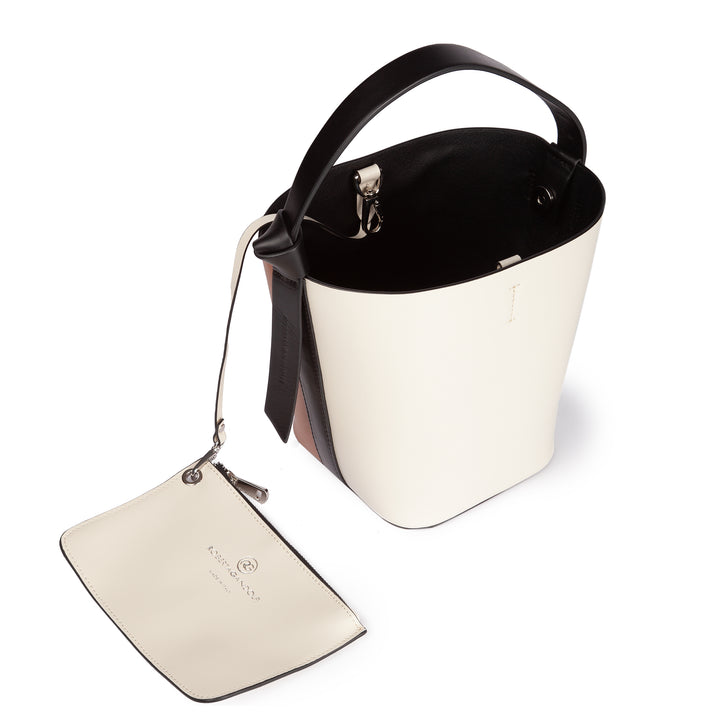 Roberta Gandolfi Cinzia Bucket small in pelle bicolor con tracolla staccabile In Saldo