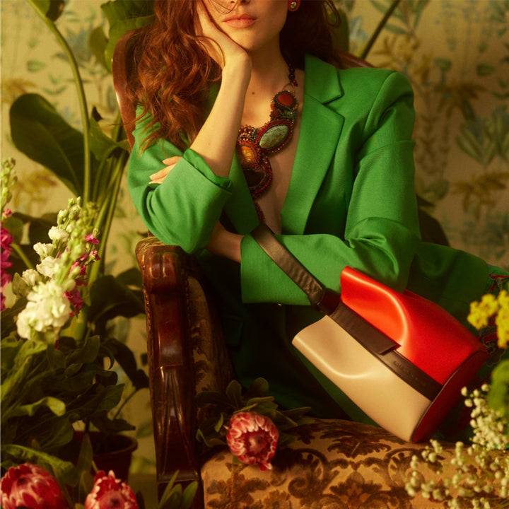 Roberta Gandolfi Cinzia Bucket small in pelle bicolor con tracolla staccabile In Saldo