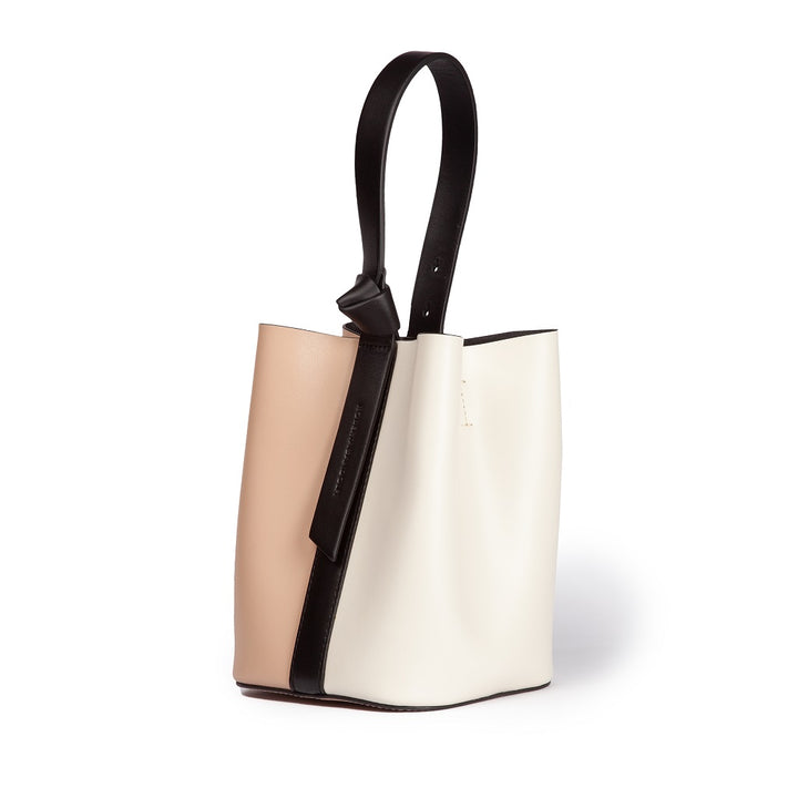 Roberta Gandolfi Cinzia Bucket small in pelle bicolor con tracolla staccabile Nuova