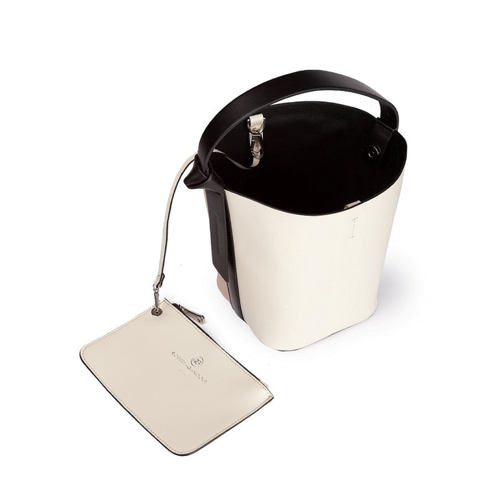 Roberta Gandolfi Cinzia Bucket small in pelle bicolor con tracolla staccabile Nuova