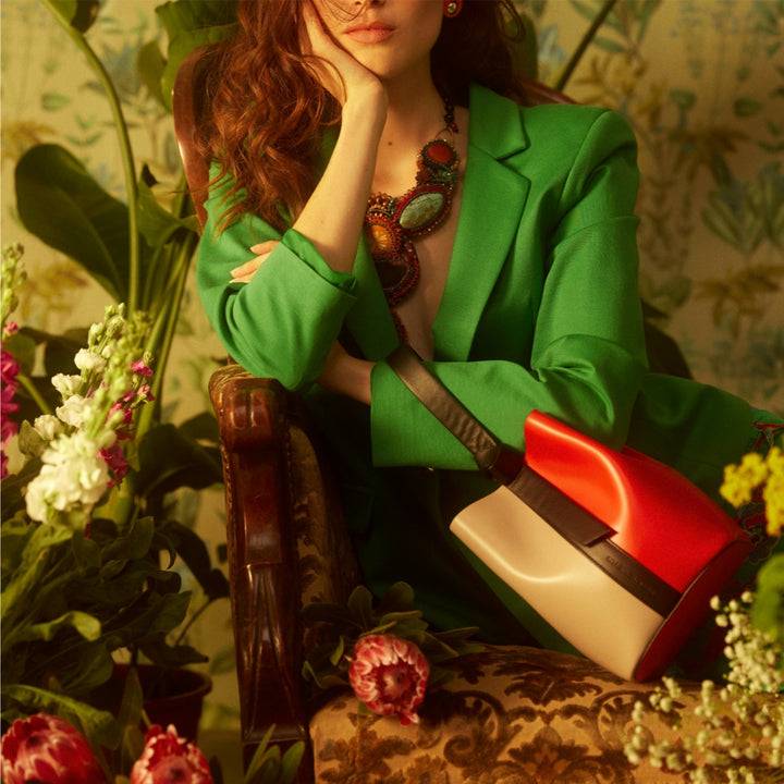 Roberta Gandolfi Cinzia Bucket small in pelle bicolor con tracolla staccabile Nuova