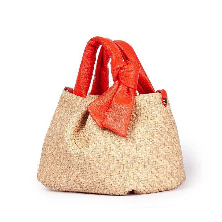 Roberta Gandolfi Matilde Handbag in rafia e pelle con tracolla staccabile Vendita calda