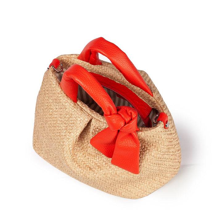 Roberta Gandolfi Matilde Handbag in rafia e pelle con tracolla staccabile Vendita calda