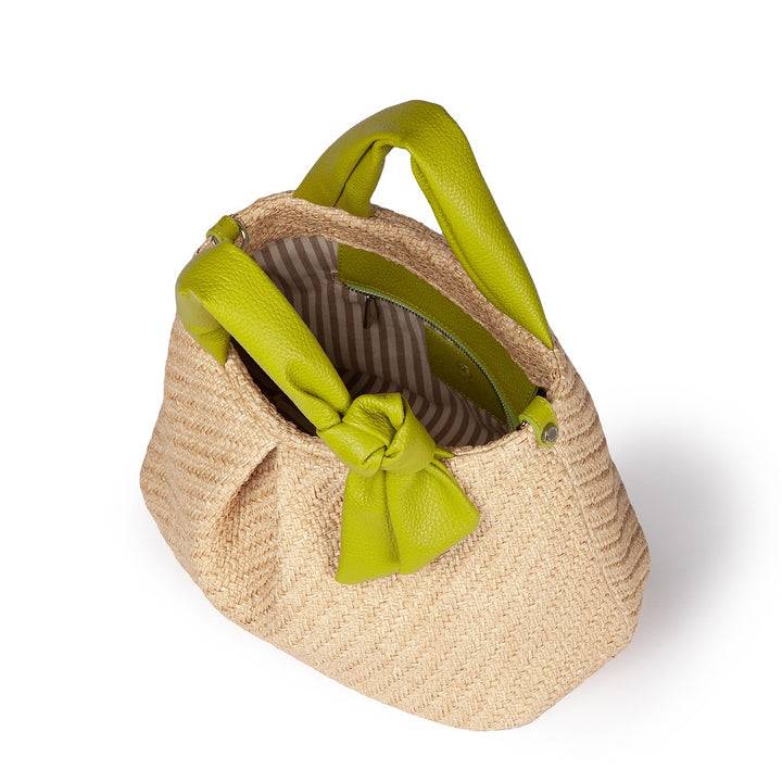 Roberta Gandolfi Matilde Handbag in rafia e pelle con tracolla staccabile Italy