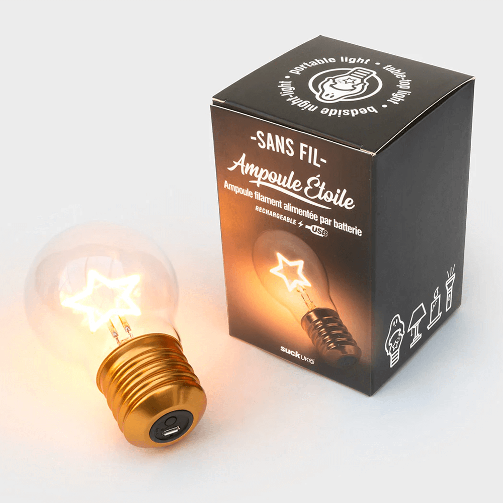 Sbam Design Piccola lampadina da tavolo ricaricabile – stella Presa