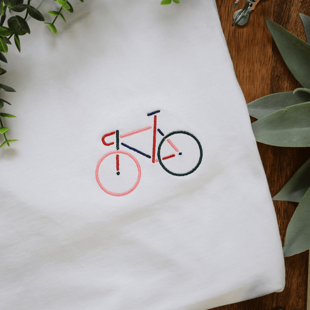 Sbam Design T-Shirt ricamata – bicicletta Shopping Online