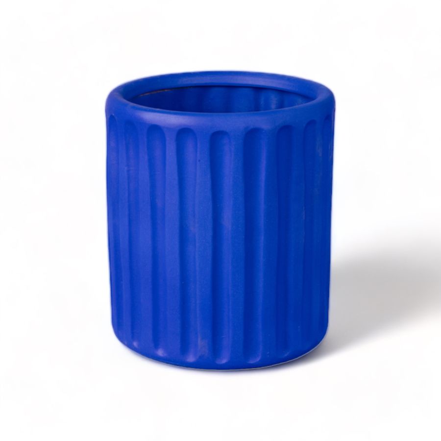 Seletti Magna Graecia Terracotta Vase with Saucer Dorico Blue Qualità