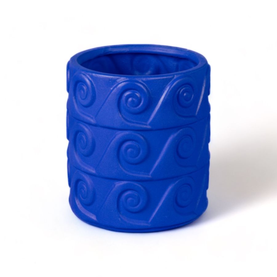 Seletti Terracotta Vase with Saucer Onda Blue Vendita