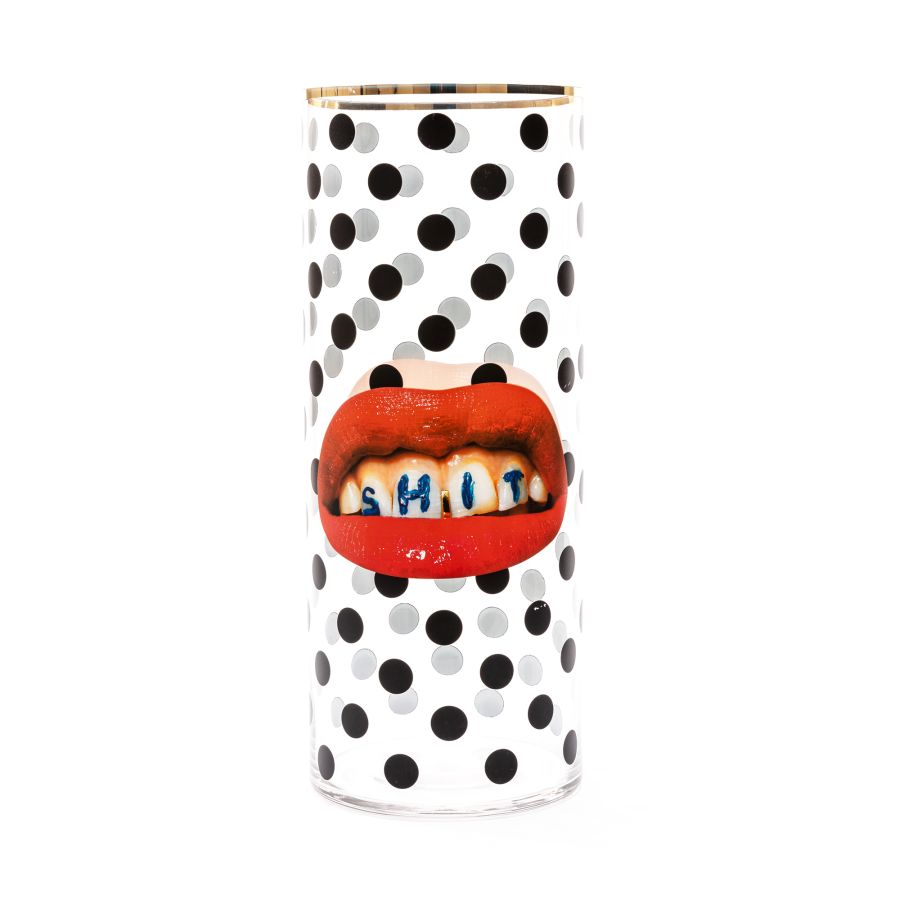 Seletti Glass Vase shit pois Cylindrical large