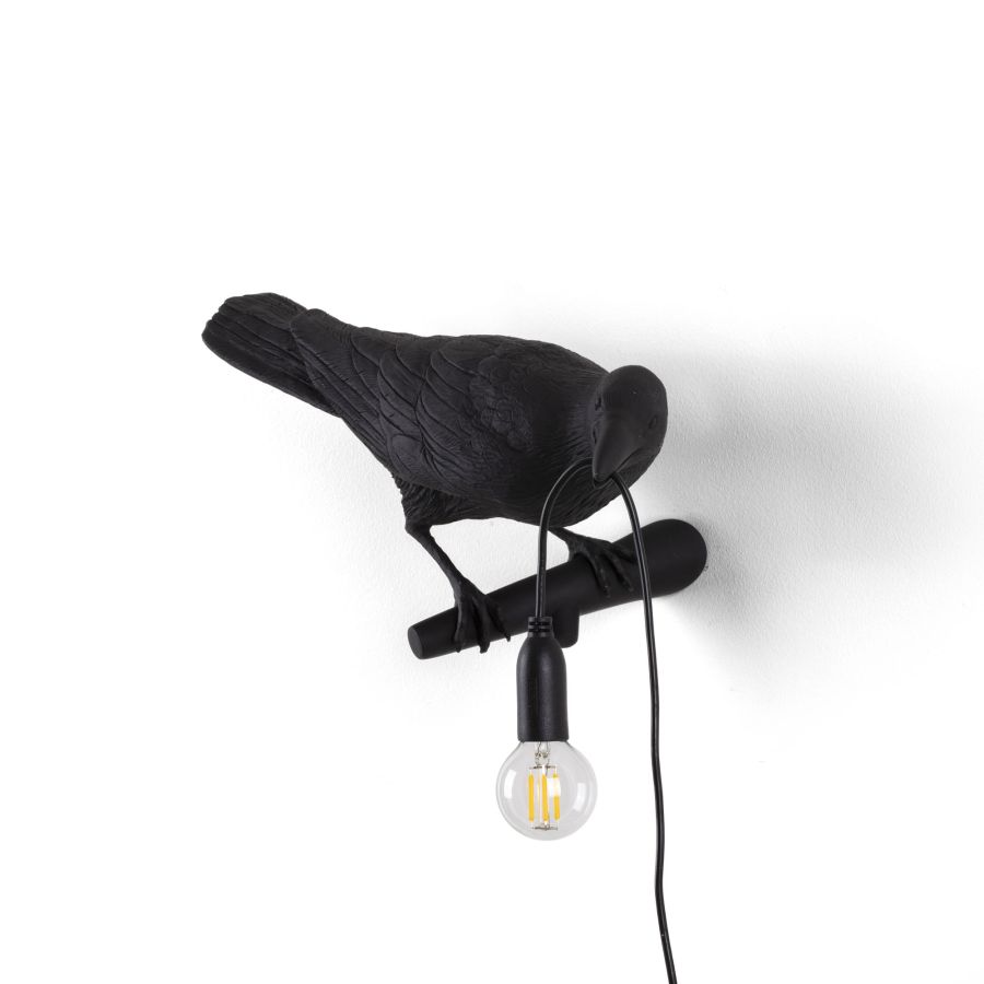 Seletti Bird Lamp Black Looking Right OUTDOOR Promozione