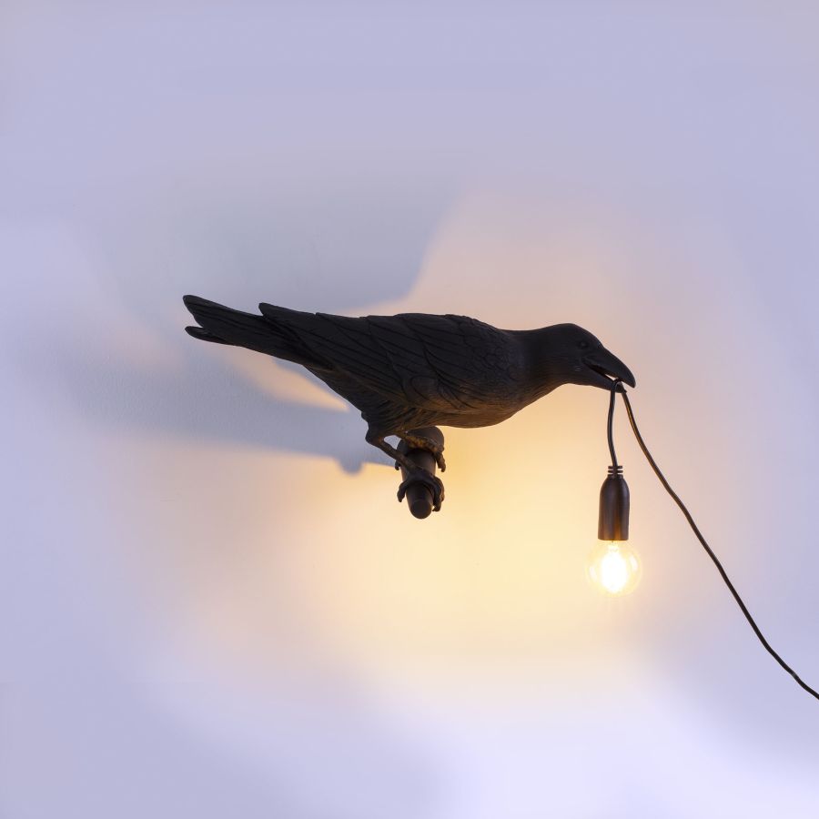 Seletti Bird Lamp Black Looking Right OUTDOOR Promozione