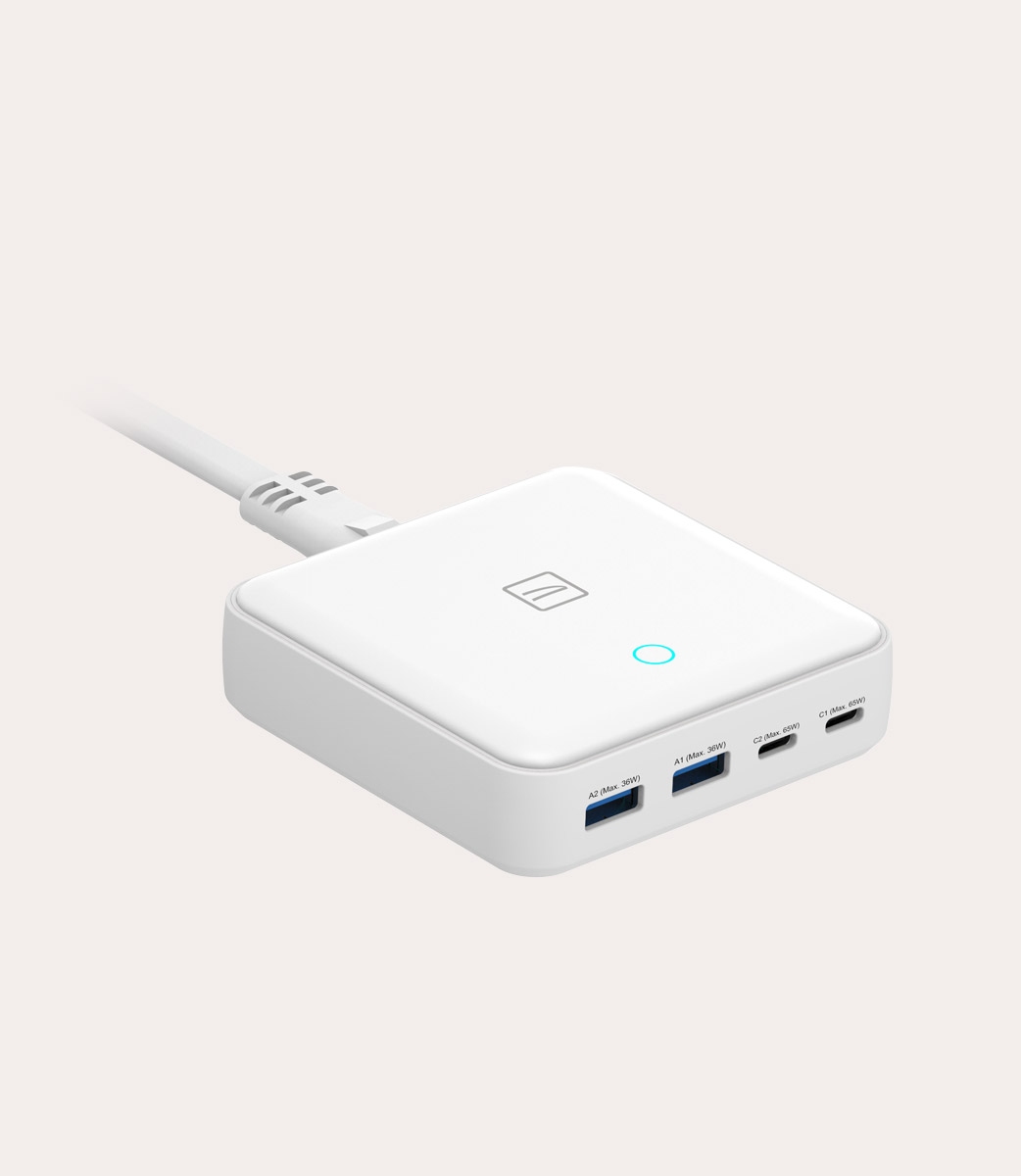 Tucano Cricabatteria 4 porte da scrivania da 65W USB-A/USB-C GaN con cavo da 1 5 mt e presa EU Hotsell