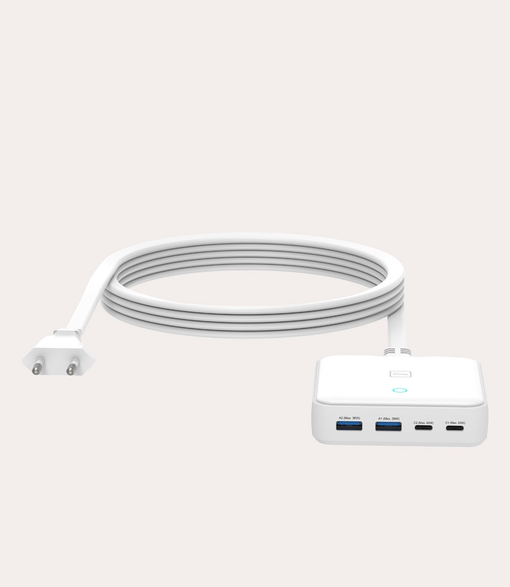 Tucano Cricabatteria 4 porte da scrivania da 65W USB-A/USB-C GaN con cavo da 1 5 mt e presa EU Hotsell