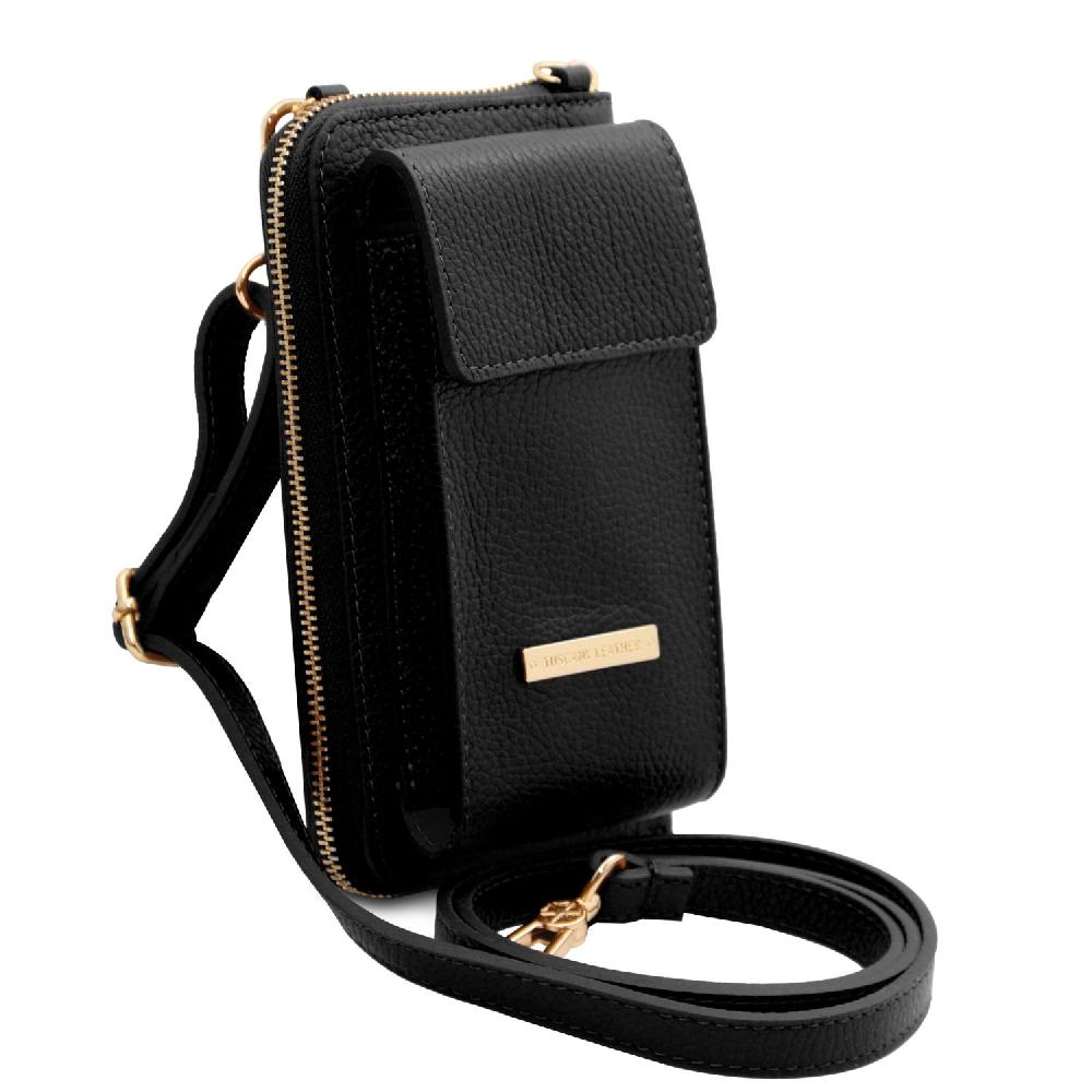 Tuscany Leather Portafoglio/portacellulare in Pelle con Tracolla Qualità Garantita