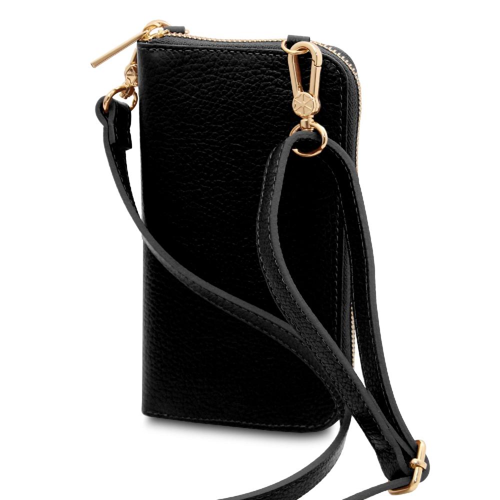 Tuscany Leather Portafoglio/portacellulare in Pelle con Tracolla Qualità Garantita