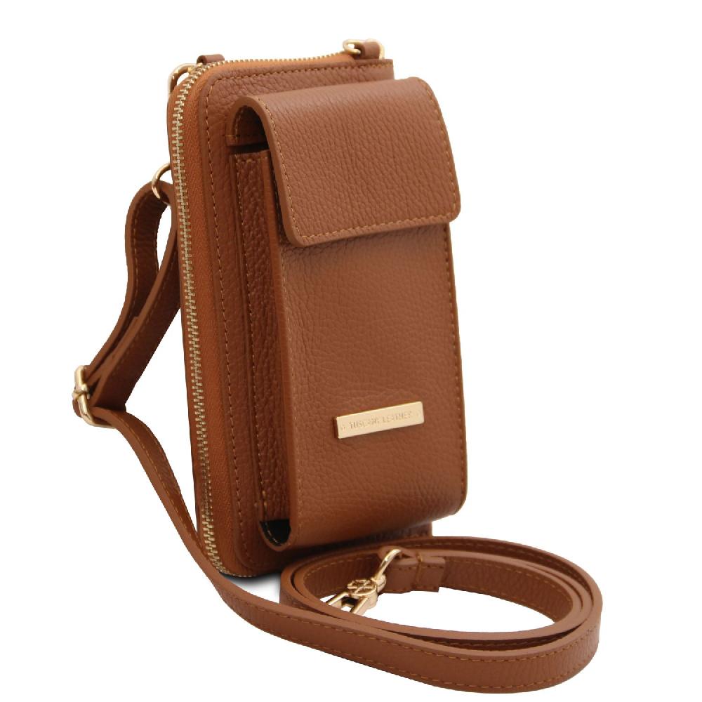 Tuscany Leather Portafoglio/portacellulare in Pelle con Tracolla Negozi Online