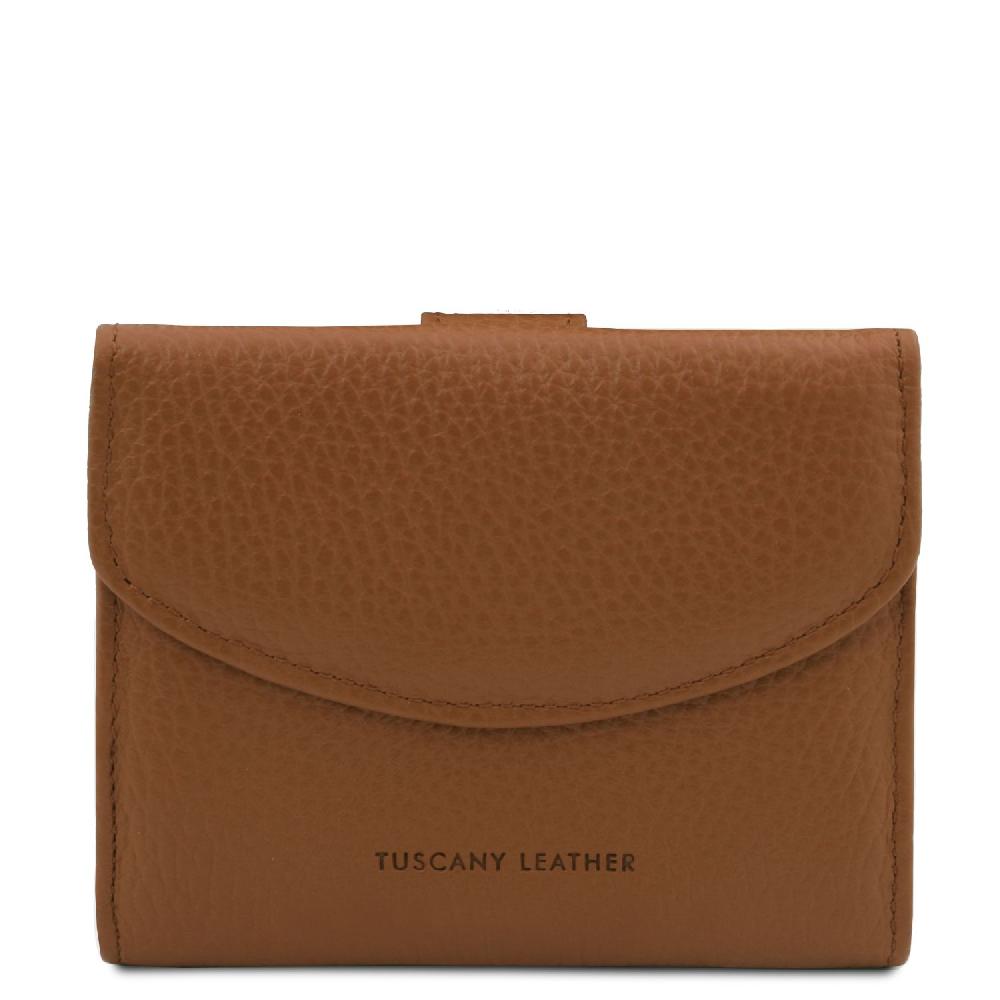 Tuscany Leather Esclusivo Portafoglio da Donna 3 Ante con Portaspiccioli in Pelle Presa