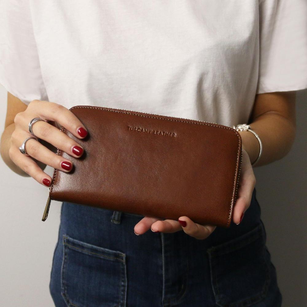 Tuscany Leather Esclusivo Portafogli in Pelle zip Around Shopping Online