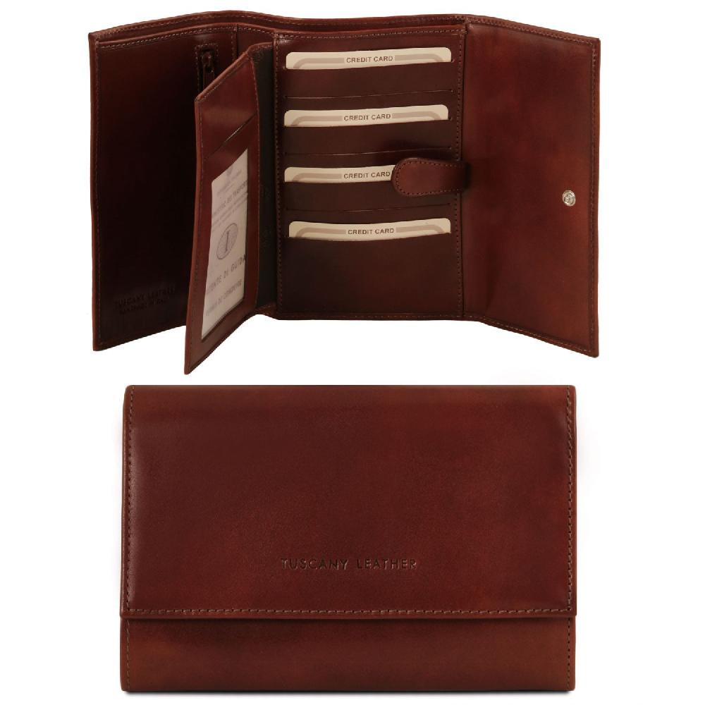 Tuscany Leather Esclusivo Portafogli da Donna in Pelle 4 Ante