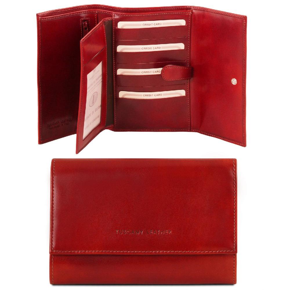 Tuscany Leather Esclusivo Portafogli da Donna in Pelle 4 Ante Vendita Calda