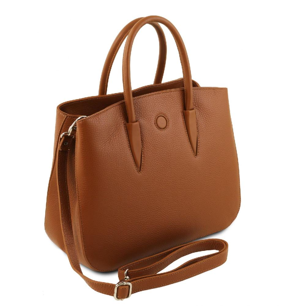 Tuscany Leather Borsa a Mano in Pelle e Portafoglio in Pelle 3 Ante con Portaspiccioli Spedizione Gratuita