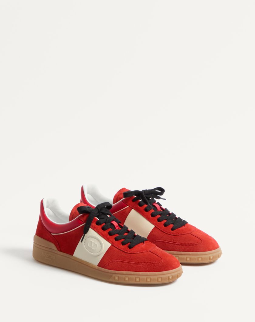 Valentino Handbags Sneaker Low Top Upvillage In Crosta E Vitello Nappato per Uomo in Grigio/corallo/nero | Valentino IT Promozione temporanea